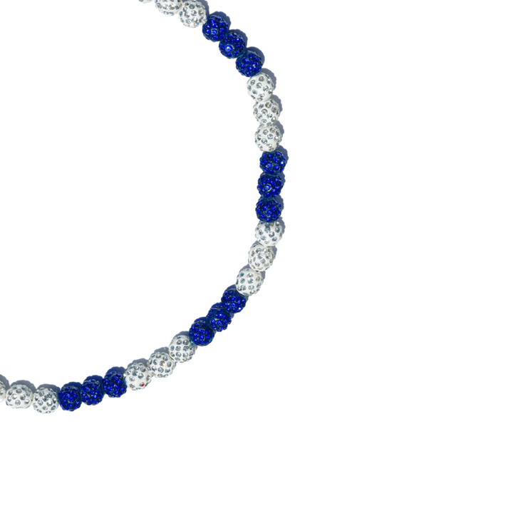 Polar Ice Iced Out Baseball Bead Necklace | White & Blue