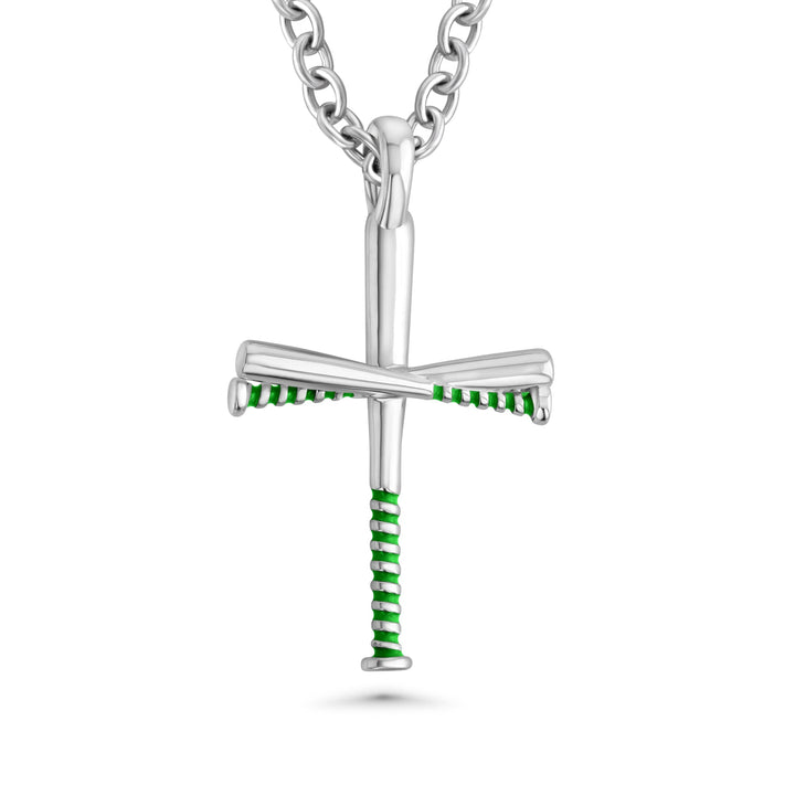 Color Grip Baseball Bat Cross Necklace