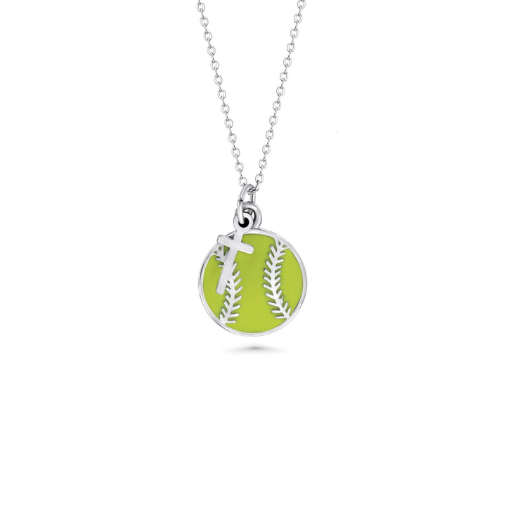 Softball Dangle Cross Necklace